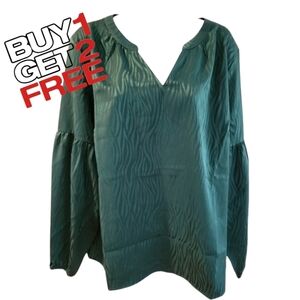 Denim‎ & Co Balloon-Sleeve Blouse Women's Large
